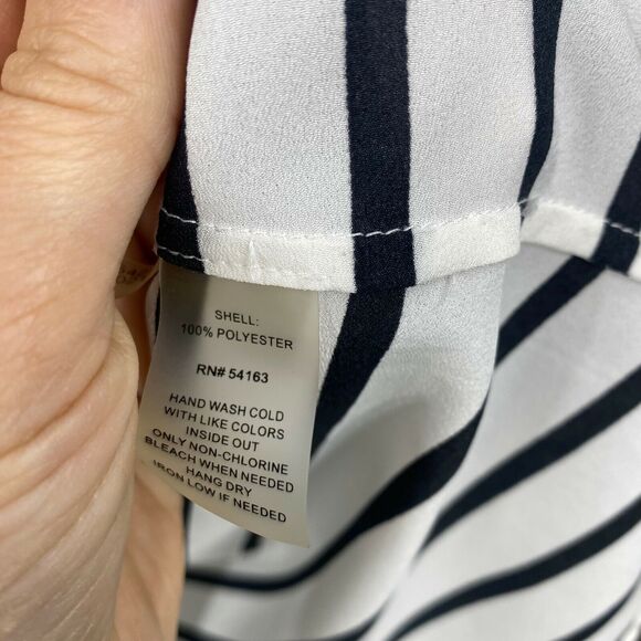 Calvin Klein 1/2 Zip V-Neck Striped Blouse Size SM - Picture 5 of 6